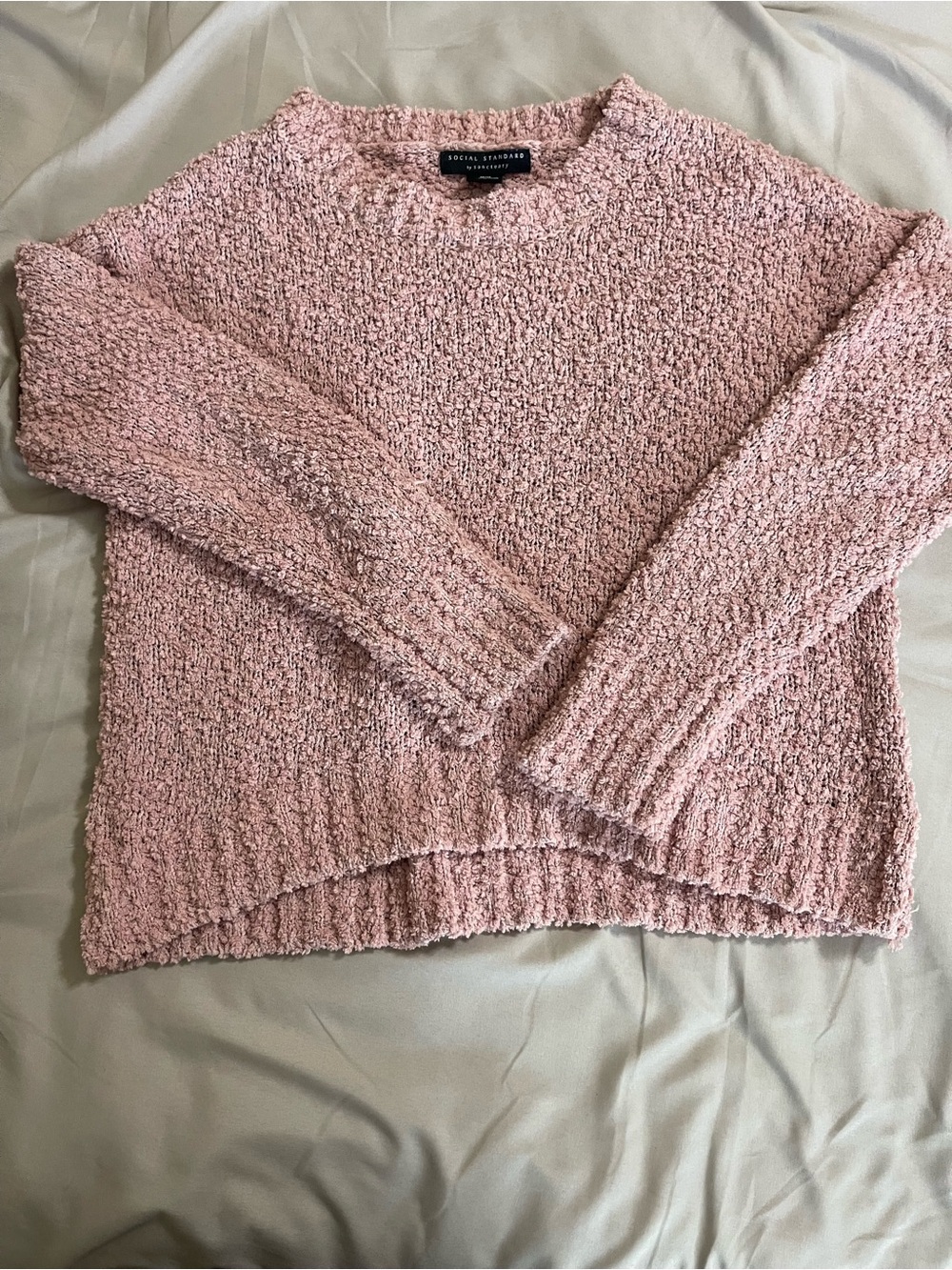 Socialite Pink Chenille Scoop Crew Sweater